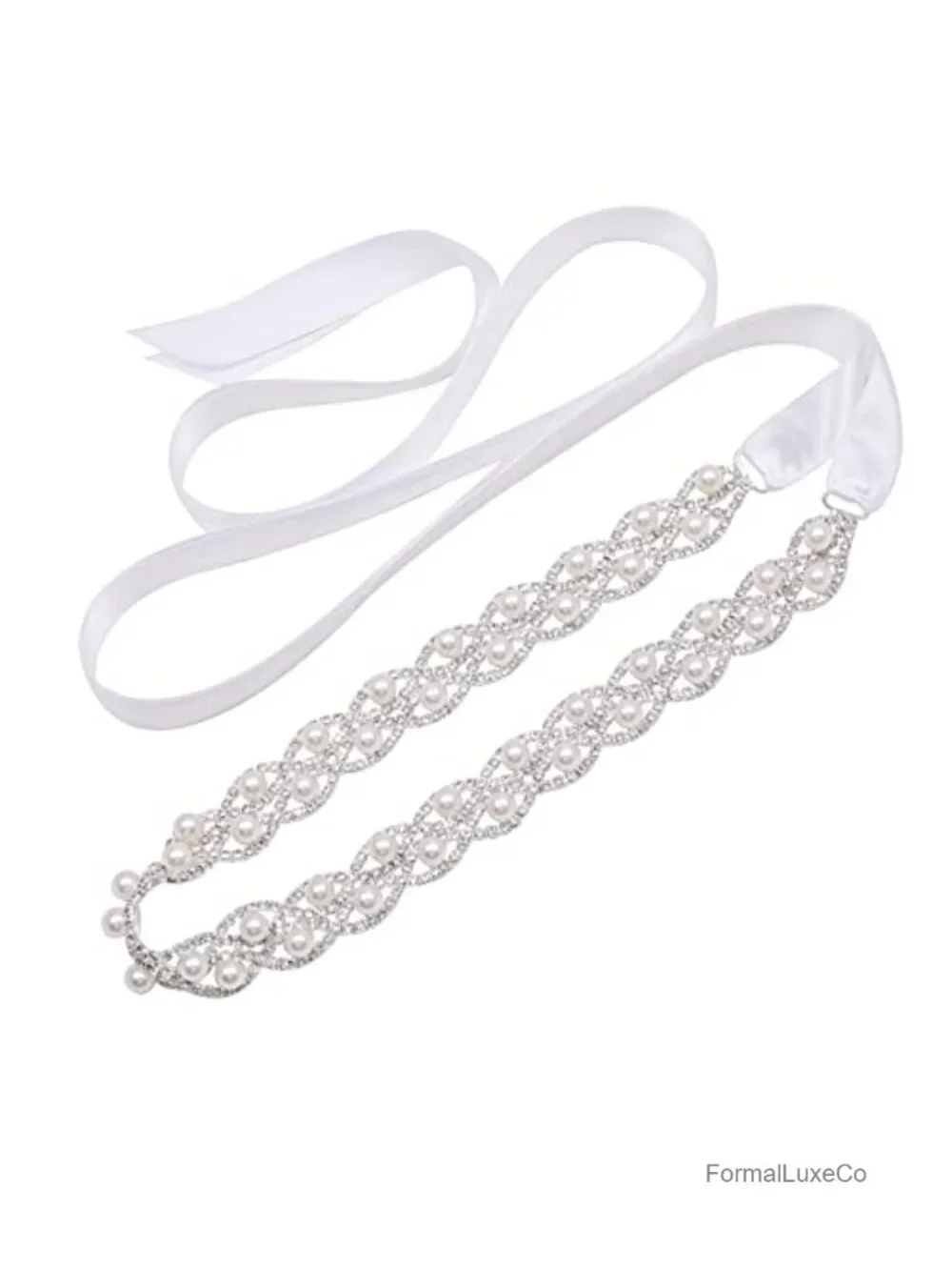 Handmade Crystal Rhinestone Pearls Bridal Wedding Belt Sash for Bride Dress